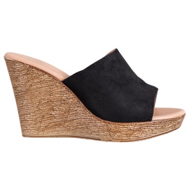 Small Swan Lagane papuče od antilopa crna