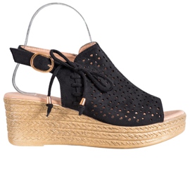 Small Swan Udobne ažur sandale crna