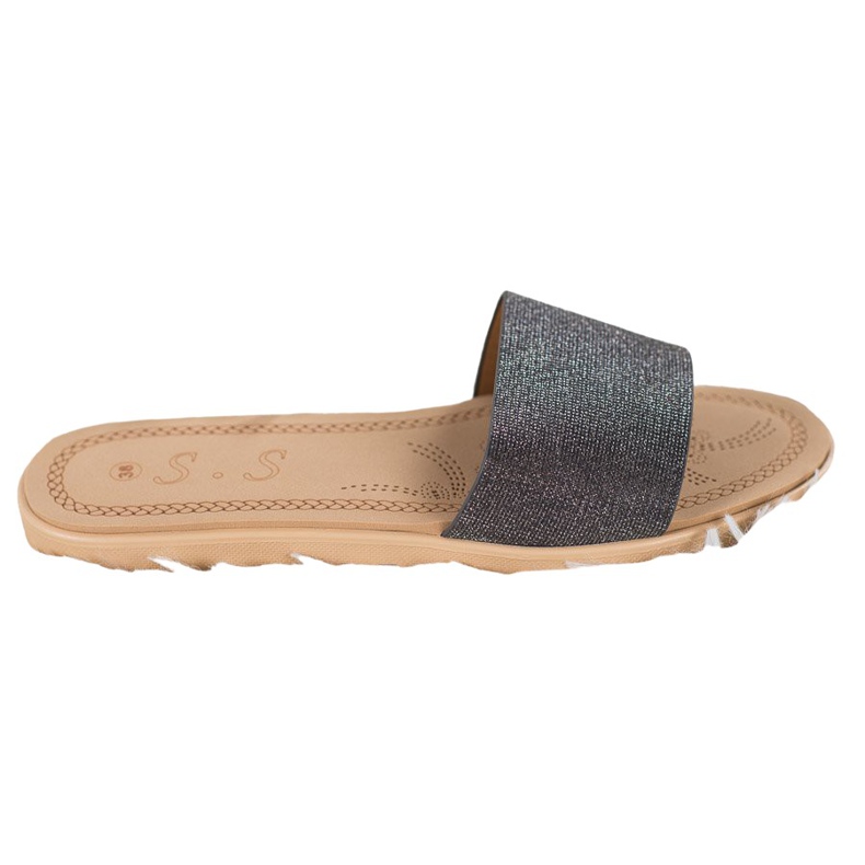 Small Swan Papuče sa sjajem crno raznobojna