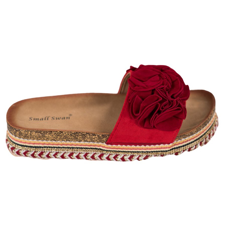 Small Swan Papuče od antilopa s ukrasima crvena