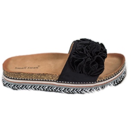 Small Swan Papuče od antilopa s ukrasima crna