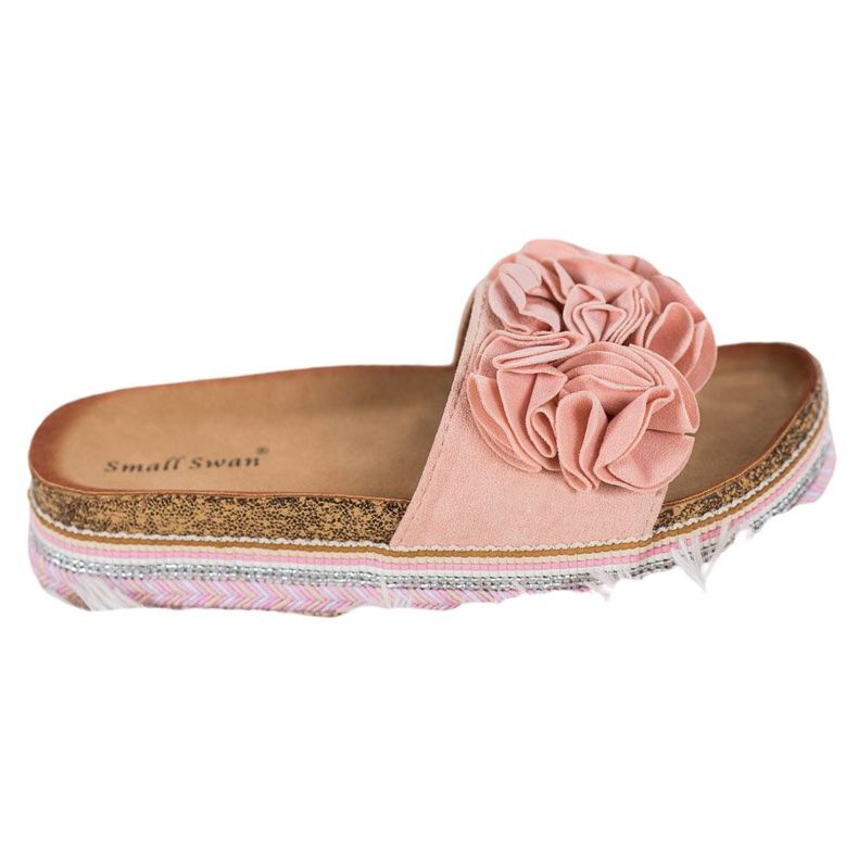Small Swan Papuče od antilopa s ukrasima ružičasta