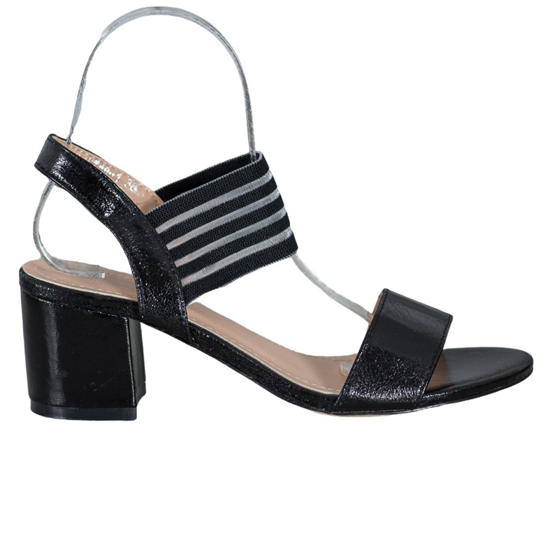 Small Swan Sjajne sandale koje klize crno