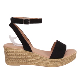 Crne sandale na klin 019-18 Crna