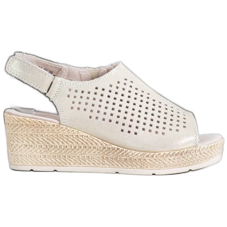 Filippo Kožne sandale s čičak trakom siva žuta boja