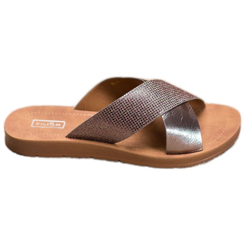 Filippo Sjajne eko kožne papuče siva