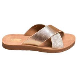 Filippo Sjajne eko kožne papuče zlatni