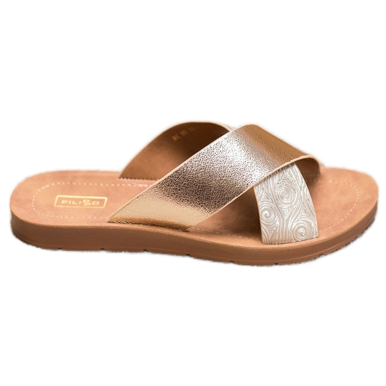 Filippo Sjajne eko kožne papuče zlatna