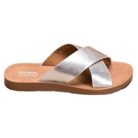 Filippo Sjajne eko kožne papuče siva