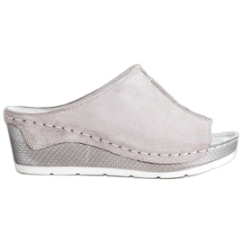 Filippo Srebrne kožne papuče siva