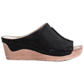 Filippo Crne kožne papuče crno