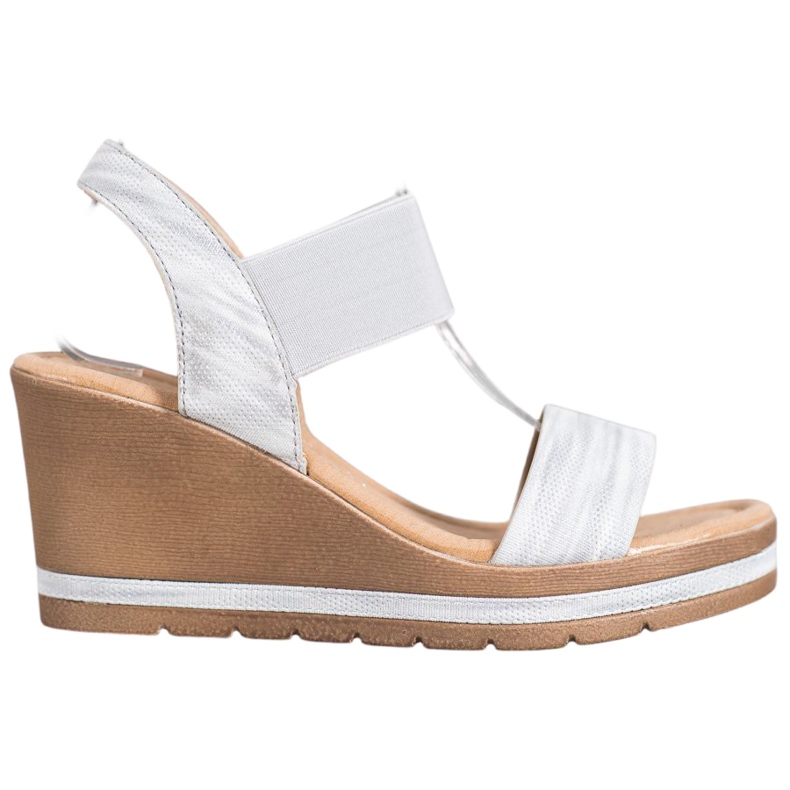 Sea Elves Elegantne sandale na klin siva