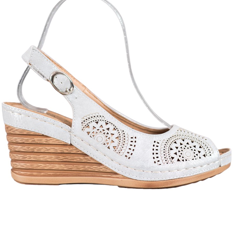 Evento Ažur sandale s eko kožom siva