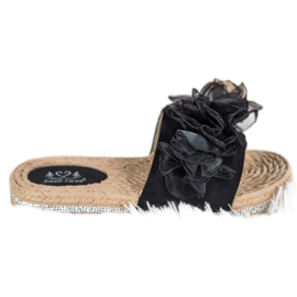 Small Swan Papuče s ukrasom crna