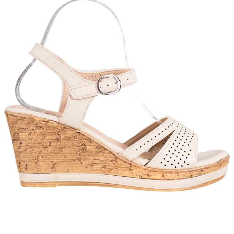 GOLL Sandale na klin s eko kožom smeđa