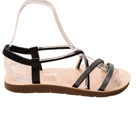 Sea Elves Sandale sa srebrnim ukrasima crna