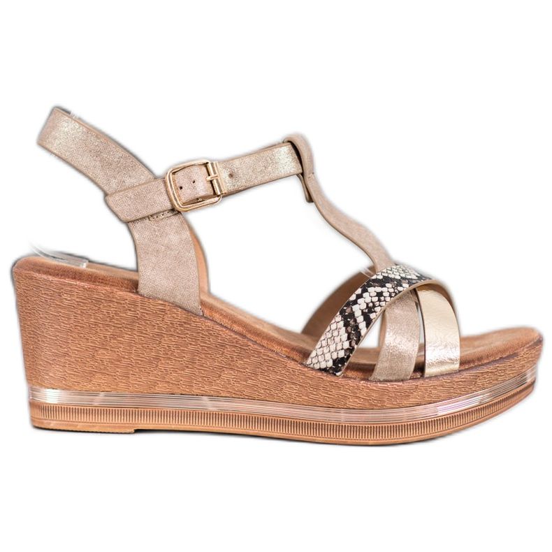 Evento Elegantne sandale na klin smeđa