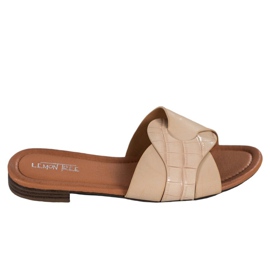 SHELOVET Elegantne eko kožne papuče bež