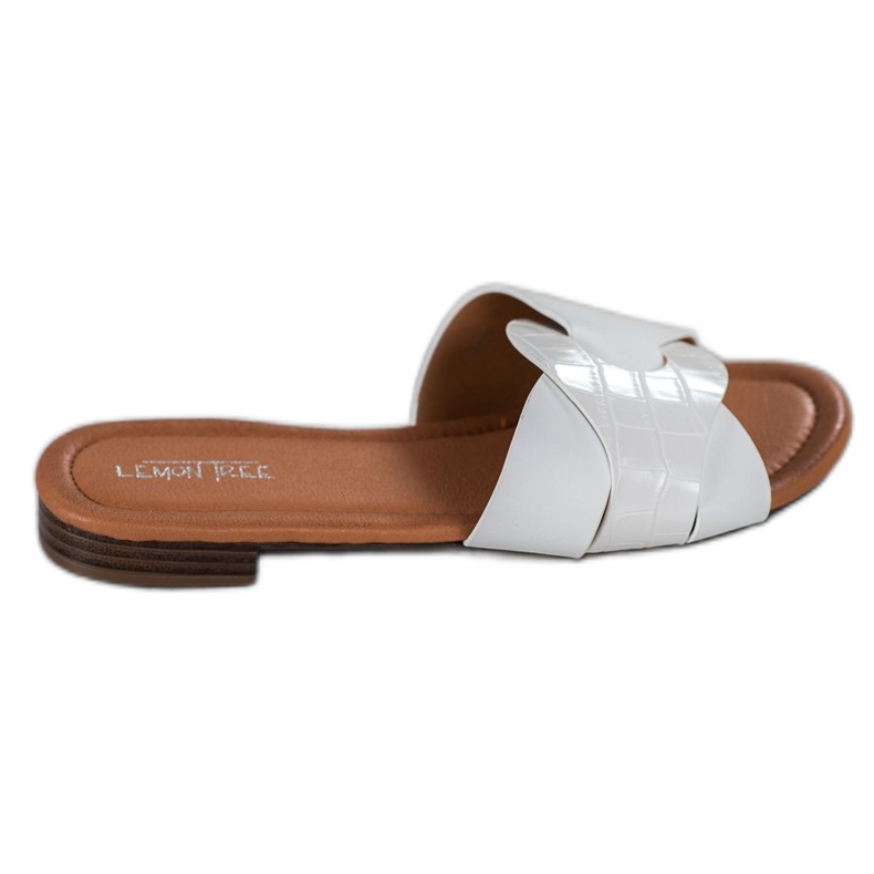 SHELOVET Elegantne eko kožne papuče bijela