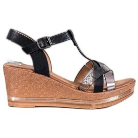 Evento Elegantne sandale na klin crna