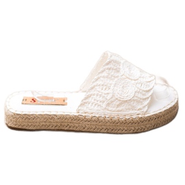 Seastar Papuče na platformi od slame bijela