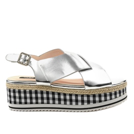 Srebrne sandale na platformi 1507-40 siva