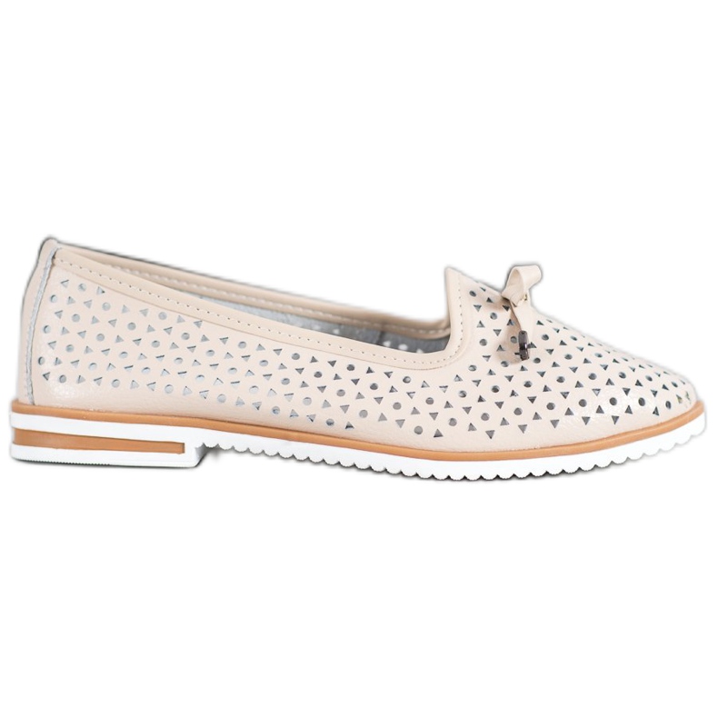 SHELOVET Kožne cipele s ažurnim uzorkom smeđa