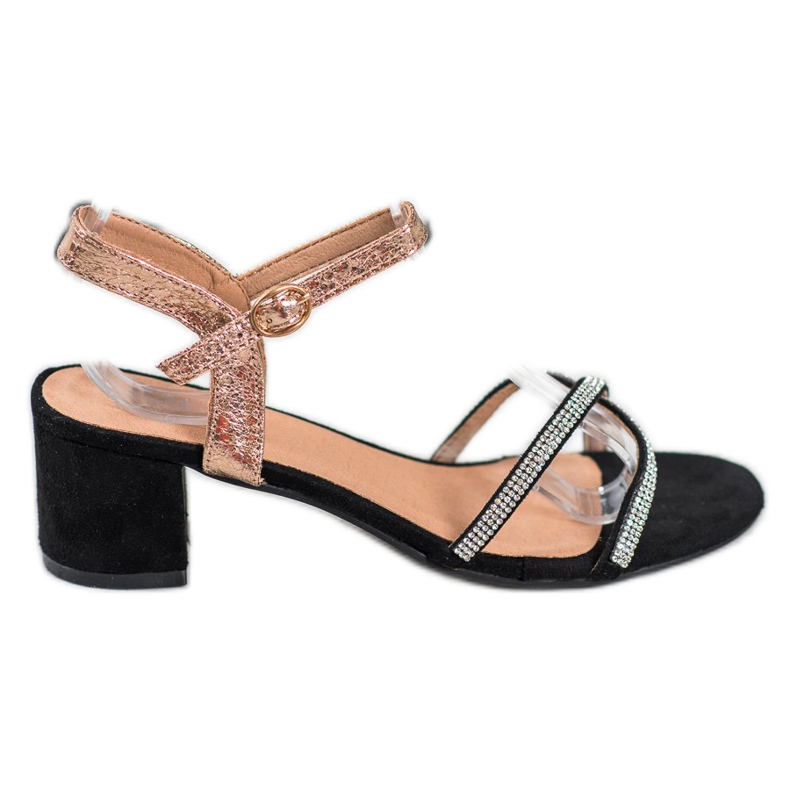 Small Swan Sandale na šanku s kubnim cirkonijem crno žuta boja