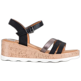 Weide Crne sandale na klin crno