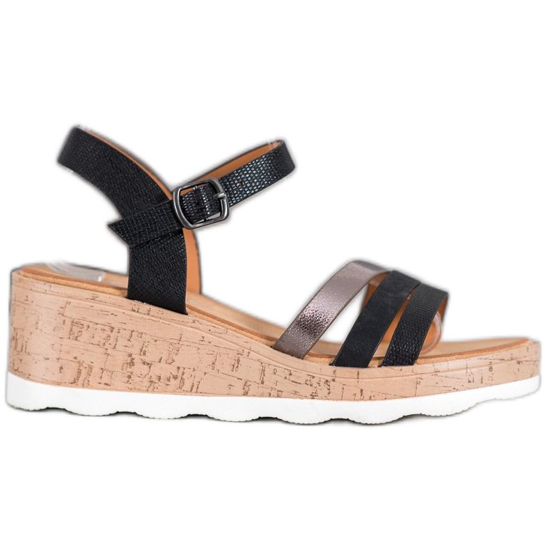 Weide Crne sandale na klin crno