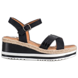 Weide Crni klinovi s eko kožom crna