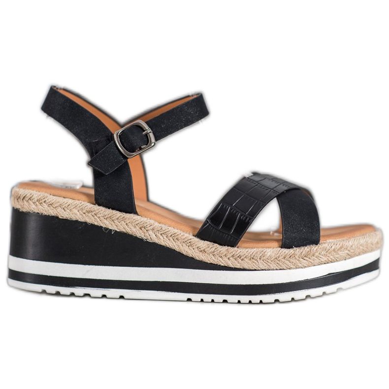 Weide Crni klinovi s eko kožom crno