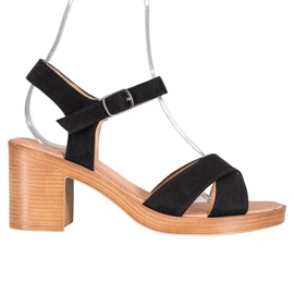 SHELOVET Lagane sandale na šanku crna