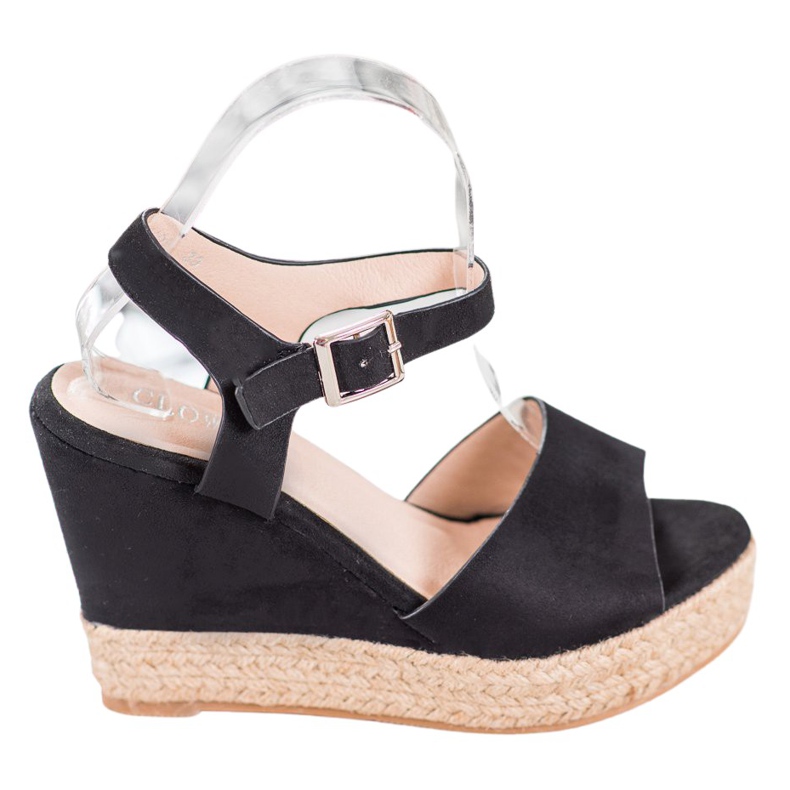 Clowse Crne sandale na visokom klinu crno