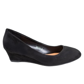 SHELOVET Crne pumpe na klin crna