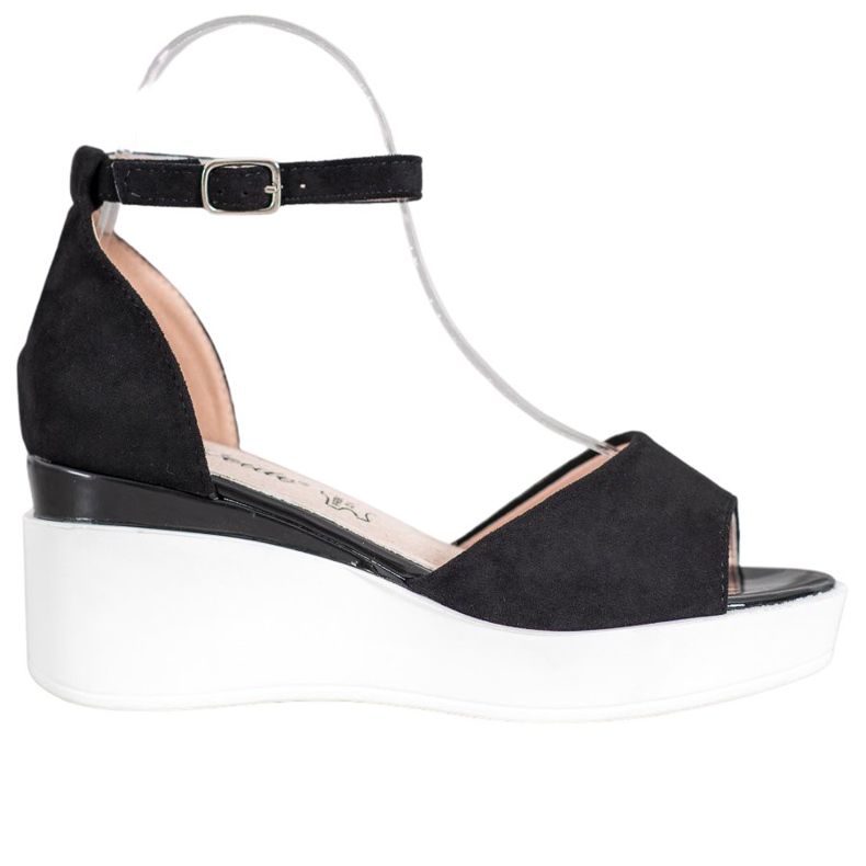 Weide Sandale od antilopa na bijelom klinu crno