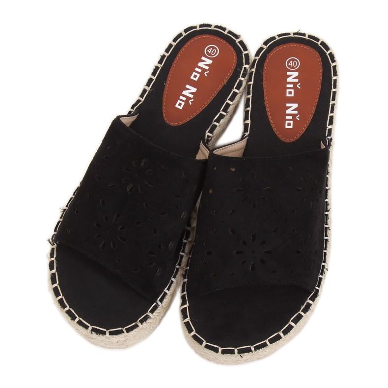 Crne ažurne espadrile 99-62A Crne crno
