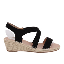 Crne sandale na klin espadrile crne S-823 Crne crna