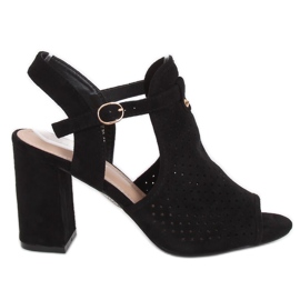 Crne LL79 Crne ažur sandale s visokim potpeticama crna