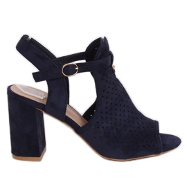 Ažurne sandale s visokim potpeticama LL79 Plava tamnoplava