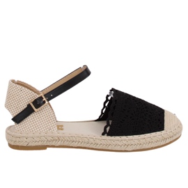 Espadrile od crne čipke L-1067 Crna