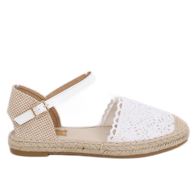 Espadrile od bijele čipke L-1067 Bijele bijela