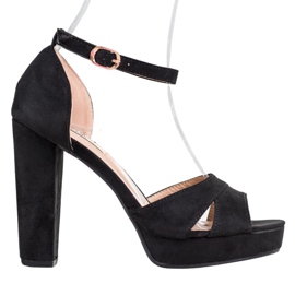 Clowse Crne sandale s visokim potpeticama crna