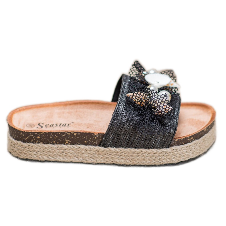 Seastar Elegantne papuče s mrežom crno