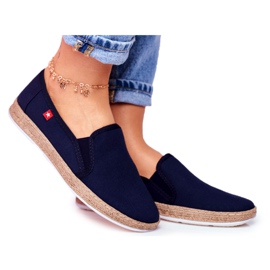 Ženske espadrile Big Star Slip-on Navy Blue FF276036 mornarsko plava