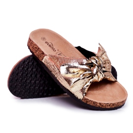 EVE Ženske papuče s velikom zlatnom mašnom lijepo se zabavljaju zlatni