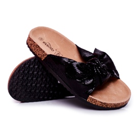 EVE Ženske papuče s velikom mašnom Black Lovely Time crna