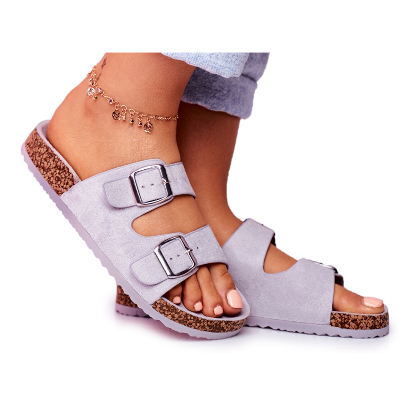 EVE Ženske papuče na plutu s kopčama Grey Si Senor siva