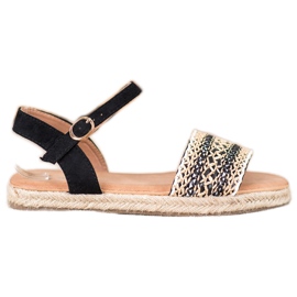 SHELOVET Lagane pletene sandale bež crna