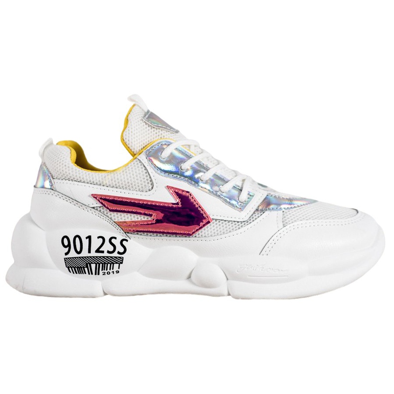 SHELOVET Tenisice s modom od eko kože bijela raznobojna siva